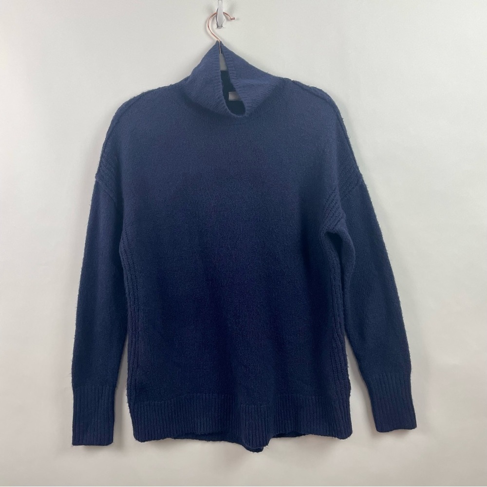 Gap‎ Brushed Turtleneck Navy Wool Blend Relaxed Collar & Sleeves Large